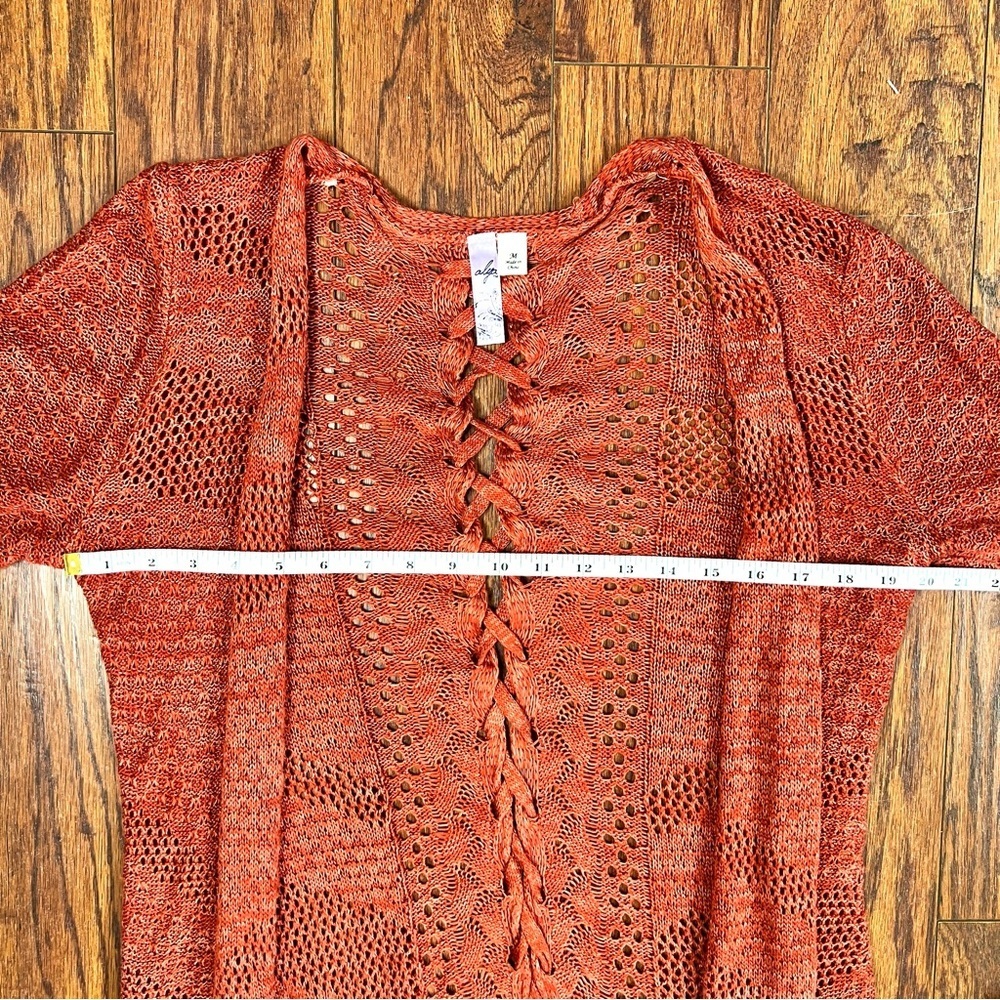 Alya Scarlett Open Knit Cardigan Duster with Braided Back Size Medium - Picture 8 of 10